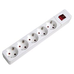 BASE 5 TOMAS CON TT INTERRUPTOR BLANCO