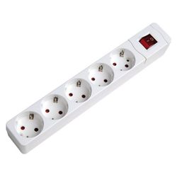 BASE 5 TOMAS CON TT INTERRUPTOR BLANCO