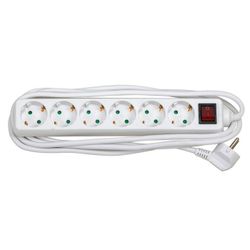 BASE 6 TOMAS TT INTERRUPTOR CABLE 3M 3G1,5 BLANCO