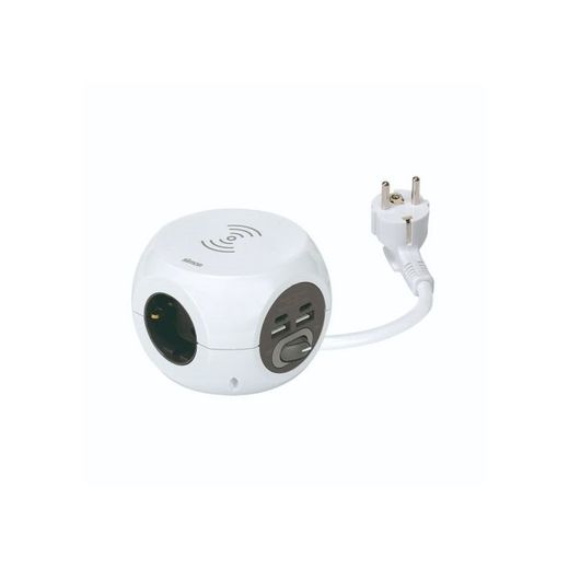 BASE MULTIPLE COMBIBALL CON CARGA INALAMBRICA CON 3 TOMAS + 2 USB A + 2 USB C