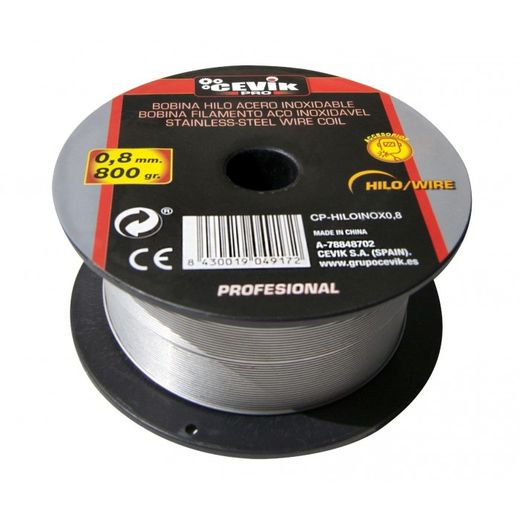 BOBINA HILO INOX0,8 MM. 800 GR.