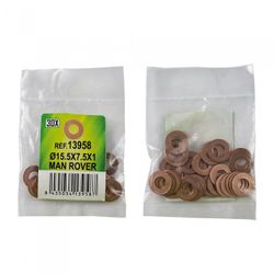 BOLSA DE 30 ARANDELAS DE COBRE PARA INYECTORES - D.15.5X7.5X1 - MAN ROVER (REF. 53464)