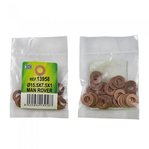 BOLSA DE 30 ARANDELAS DE COBRE PARA INYECTORES - D.15.5X7.5X1 - MAN ROVER (REF. 53464)