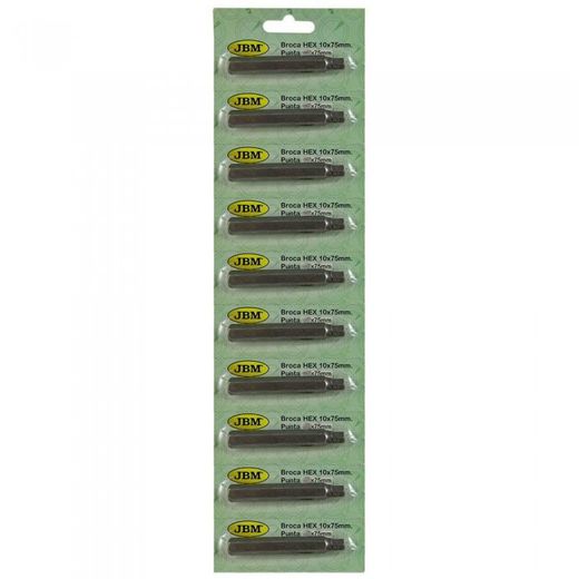 BROCA HEX.BOCA 10X75MM LARGO,PUNTA 6MM