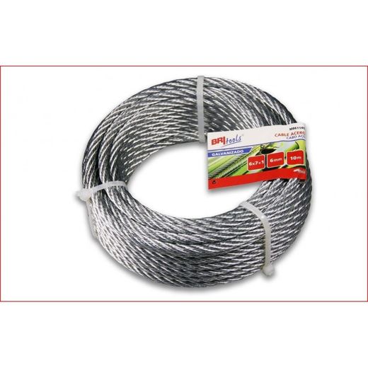 CABLE ACERO SIRGA 6X7+1 - 6 MM / ACERO GALVANIZADO. BOBINA 25 M