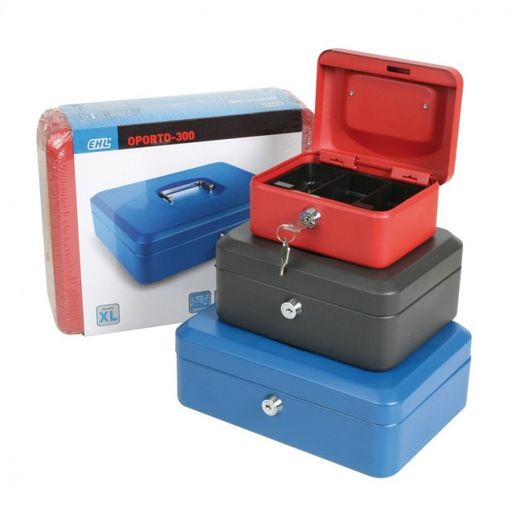 CAJA CAUDAL. C/BAN. NEGRO 25X18XH9CM.