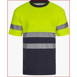 CAMISETA ALGODON BICOLOR MC AV AZUL NAVY/AMARILLO FLUOR T-M