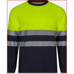 CAMISETA ALGODÓN BICOLOR ML AV AZUL NAYVY/AMRAILLO FLUOR T-XL