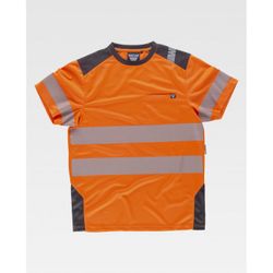 CAMISETA REF.C9241 NARANJA A.V.+GRIS OSCURO T-M