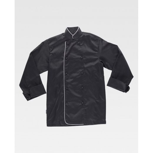 CASACA DE COCINA UNISEX COMBINADA REF.B9206 NEGRO+BLANCO T-L