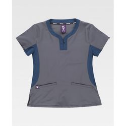 CASACA SEÑORA COMBINADA MANGA CORTA REF.B6954 GRIS+AZAFATA T-L