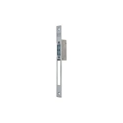 Cerradero eléctrico estrecho. Automático. Frente largo para cerradura de palanca deslizante inox. 12vac/dc.