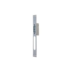 Cerradero eléctrico std. Automático con desbloqueo. Frente largo con cerraduras de bulón inox. 12vac/vdc.