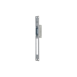Cerradero eléctrico std. Con desbloqueo. Frente largo para cerraduras de palanca deslizante inox. 12vac/vdc.