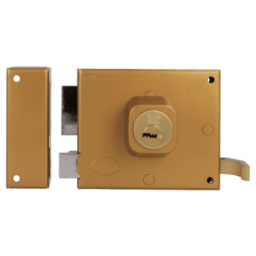 Amig 19991 | cerradura sobreponer 73 | 100 x 85 mm | acero | esmaltado oro - izquierda
