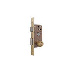 Cerradura de embutir de un punto de cierre 50, picaporte reversible, cilindro redondo doble de 28mm de diámetro, entrada de 35mm, caja de 60mm, acabado hierro latonado