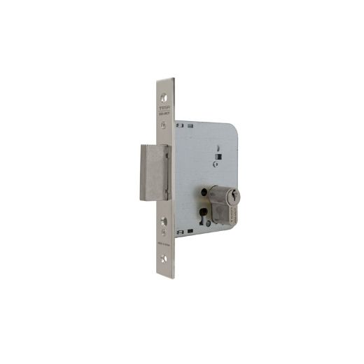 Cerradura de gama obra 2031 para puertas de madera, solo palanca, entrada de 50mm, cilindro te5, acabado hierro niquelado