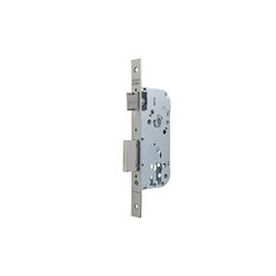 Cerradura gama obra serie 130 para puertas de madera, sin cilindro, nueca de 8mm, entrada de 50mm, frente cuadrado, acabado acero inoxidable