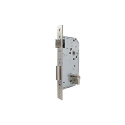 Cerradura de gama obra 2030 para puertas de entrada, entrada de 50mm, cilindro te5 35x35mm, acabado acero inoxidable aisi 304.