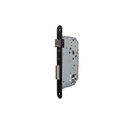 Cerradura de gama obra 2030 para puertas de entrada, sin cilindro, frente redondeado, entrada de 50mm, acabado negro