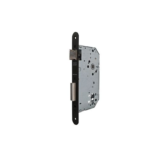 Cerradura de gama obra 2030 para puertas de entrada, sin cilindro, frente redondeado, entrada de 50mm, acabado negro