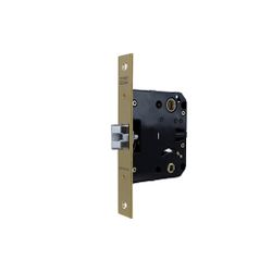 Cerradura con picaporte unificado de gama alta 134u plus para puertas de madera, entrada de 50mm, frente cuadrado, acabado hierro latonado.