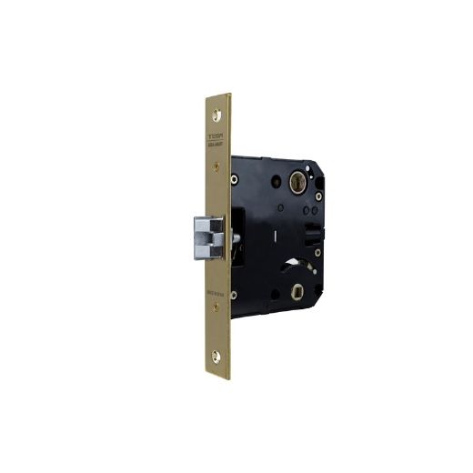 Cerradura con picaporte unificado de gama alta 134u plus para puertas de madera, entrada de 50mm, frente cuadrado, acabado hierro latonado.