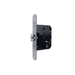 Cerradura con picaporte unificado de gama alta 134u plus para puertas de madera, entrada de 50mm, frente redondeado, acabado acero inoxidable.