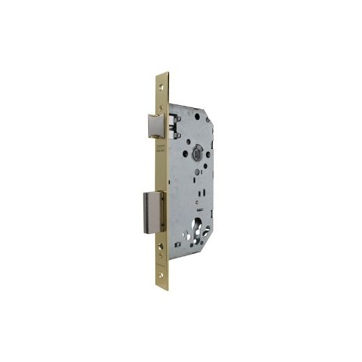 Cerradura de gama obra 2030 para puertas de entrada, sin cilindro, entrada de 50mm, acabado hierro latonado
