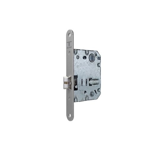 Cerradura de picaporte unificado silencioso 134u para puertas de madera, frente redondeado, entrada de 50mm, acabado acero cromado