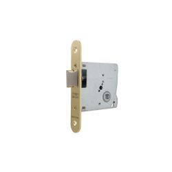 Cerradura gama obra 2015 de paso para puertas de madera, frente redondeado, entrada de 60mm, acabado hierro latonado