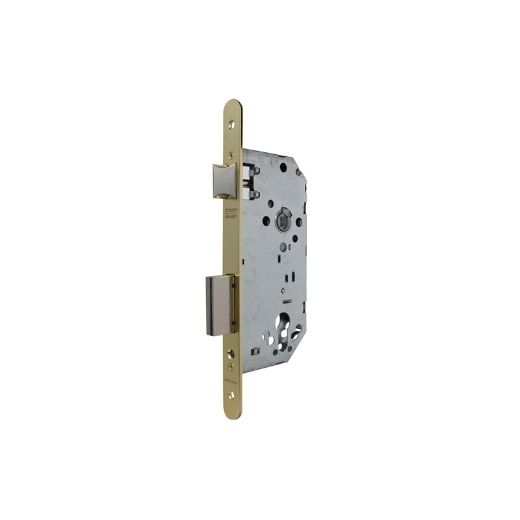 Cerradura de gama obra 2030 para puertas de entrada, sin cilindro, frente redondeado, entrada de 40mm, acabado hierro niquelado