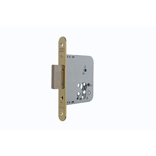 Cerradura de gama obra 2031 para puertas de madera, solo palanca, sin cilindro, frente redondeado, entrada de 40mm, acabado hierro latonado