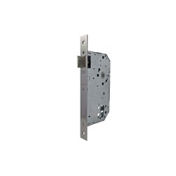 Cerradura gama institucional 2035f de nueca pasante para puertas de madera cortafuego, entrada de 50mm, acabado acero inoxidable