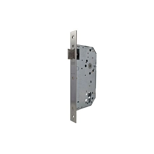 Cerradura gama institucional 2035f de nueca pasante para puertas de madera cortafuego, entrada de 50mm, acabado acero inoxidable