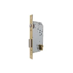 Cerradura de gama obra 2036 para puertas de madera de vaivén con rodillo, entrada de 50mm, cilindro te5, acabado hierro latonado