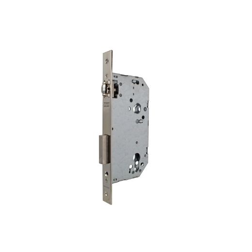 Cerradura de gama obra 2036 para puertas de madera de vaivén con rodillo, sin cilindro, entrada de 50mm, acabado hierro niquelado