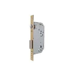 Cerradura de gama obra 2036 para puertas de madera de vaivén con rodillo, sin cilindro, entrada de 60mm, acabado hierro latonado