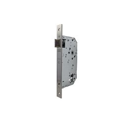 Cerradura gama institucional 2037f de nueca doble para puertas de madera cortafuego y dispositivos antipánico, picaporte reversible, sin cilindro, entrada de 60mm, acabado acero inoxidable