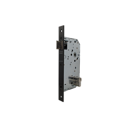 Cerradura gama institucional 2037f de nueca doble para puertas de madera cortafuego y dispositivos antipánico, picaporte reversible, entrada de 60mm, acabado negro