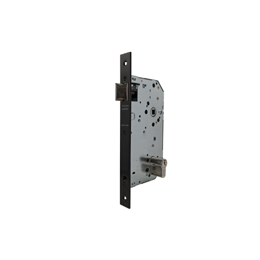 Cerradura gama institucional 2037f de nueca doble para puertas de madera cortafuego y dispositivos antipánico, picaporte reversible, entrada de 60mm, acabado negro