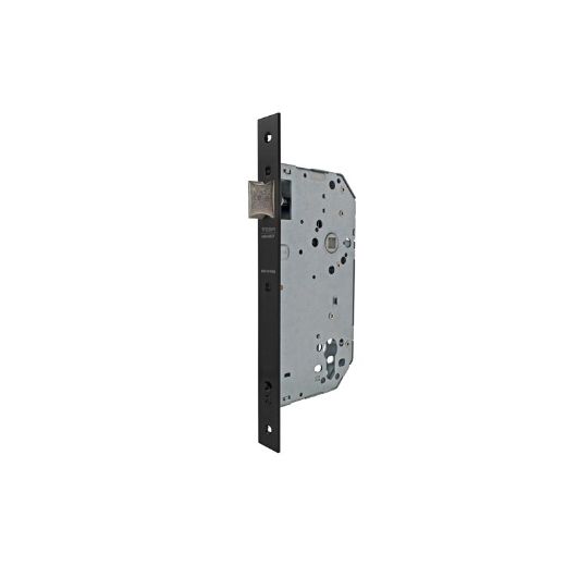 Cerradura gama institucional 2039f de nueca pasante para puertas de portal cortafuego, picaporte reversible, sin cilindro, entrada de 60mm, acabado negro