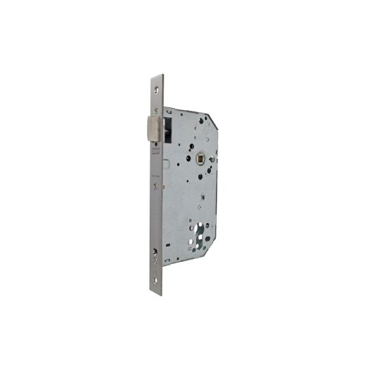Cerradura 2039t para puertas de portal, regulable, sin cilindro, entrada de 60mm, mano derecha, acabado acero inoxidable, aptas para uso con barras antipánico.