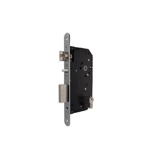 Cerradura de gama arquitectura 2ub0f para puertas de madera, sin función antipánico, picaporte silencioso reversible, frente redondeado, entrada de 50mm, acero inoxidable
