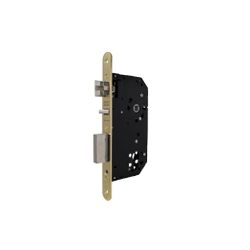 Cerradura de gama arquitectura 2ub0f para puertas de madera, sin función antipánico, sin cilindro, picaporte silencioso reversible, frente redondeado, entrada de 50mm, acabado hierro latonado