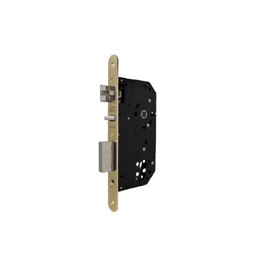 Cerradura de gama arquitectura 2ub0f para puertas de madera, sin función antipánico, sin cilindro, picaporte silencioso reversible, frente redondeado, entrada de 50mm, acabado hierro latonado