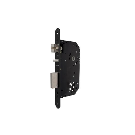 Cerradura de gama arquitectura 2ub0f para puertas de madera, sin función antipánico, sin cilindro, picaporte silencioso reversible, frente redondeado, entrada de 60mm, acabado negro