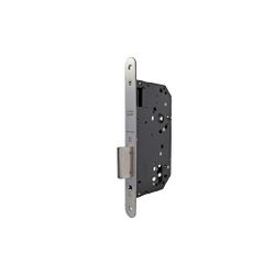 Cerradura de gama arquitectura 2ub1f para puertas de madera, sin cilindro, sólo palanca, entrada de 60mm, frente redondeado, acabado acero inoxidable.