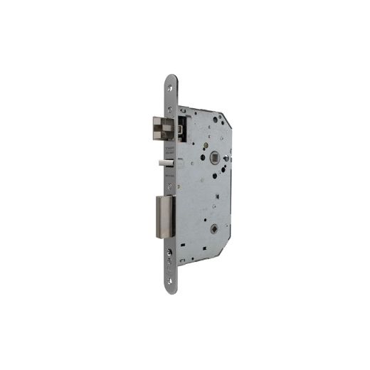 Cerradura de gama arquitectura 2ub4f para puertas de madera de condena con muletilla, sin función antipánico y con dispositivo de seguridad, frente redondeado, entrada de 60mm, acabado acero inoxidable