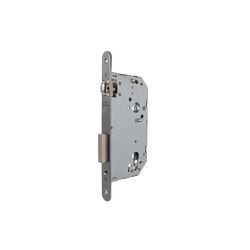 Cerradura de gama obra 2036 para puertas de madera de vaivén con rodillo, sin cilindro, entrada de 40mm, frente redondeado, acabado acero inoxidable.